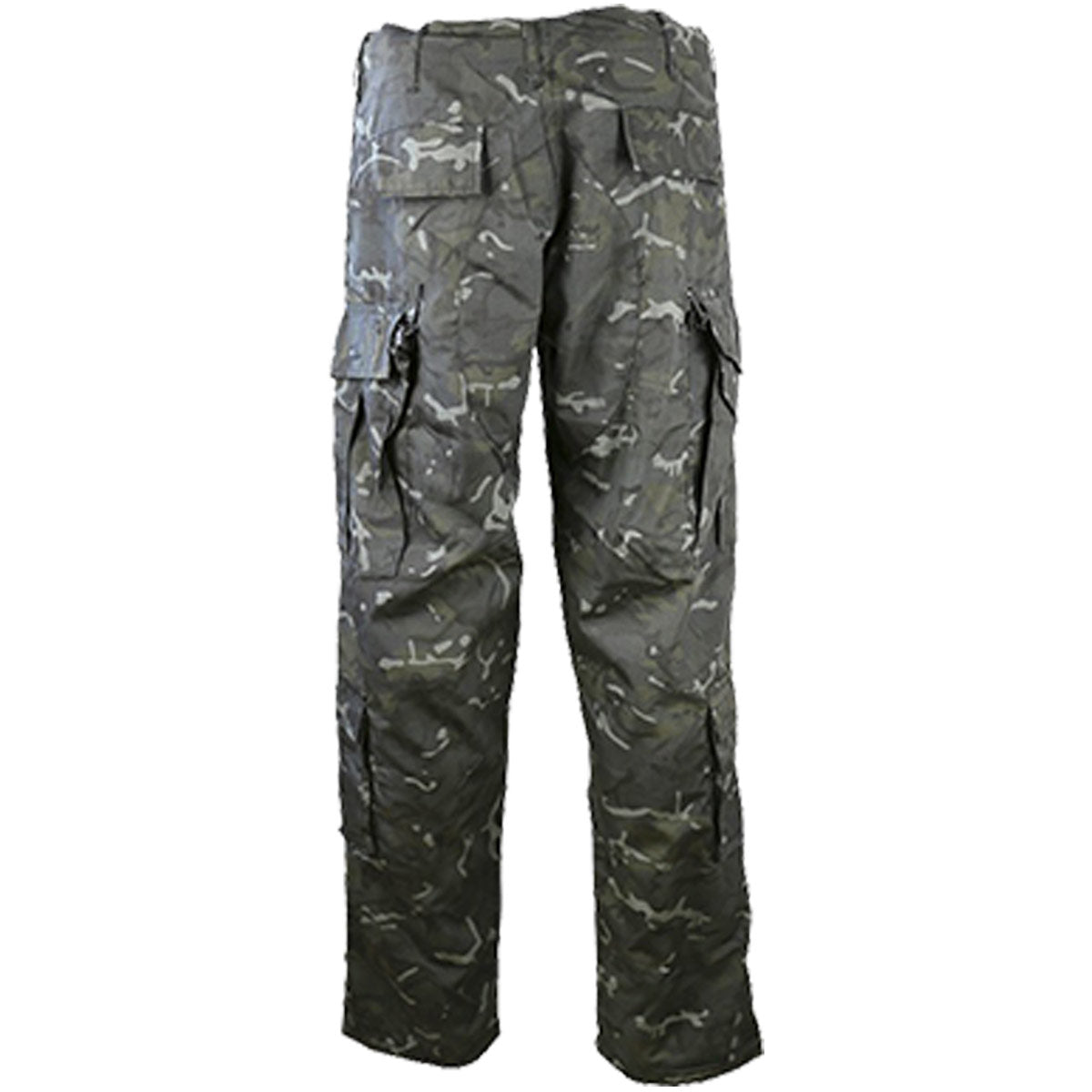 rear of kombat tactical acu trousers black camo