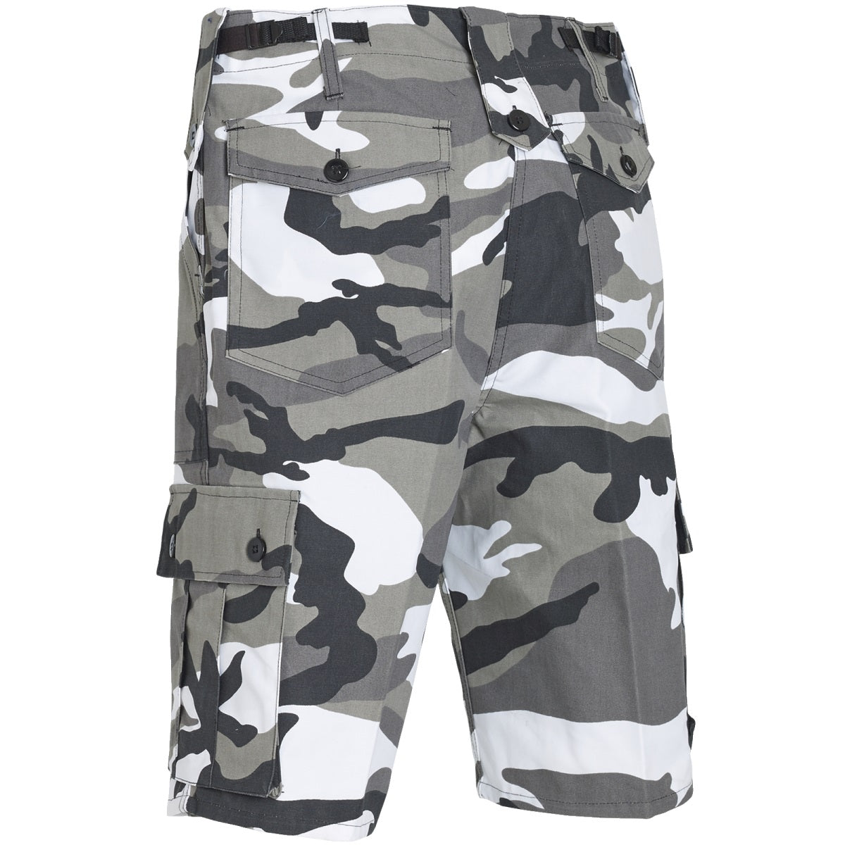 rear of military combat shorts urban camo