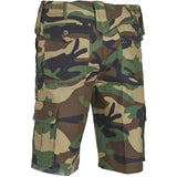 rear of military combat shorts us woodland camo