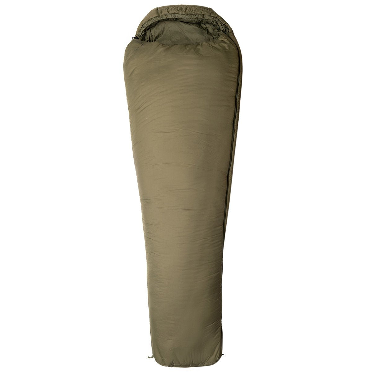 zipped up olive snugpak softie 15 sleeping bag