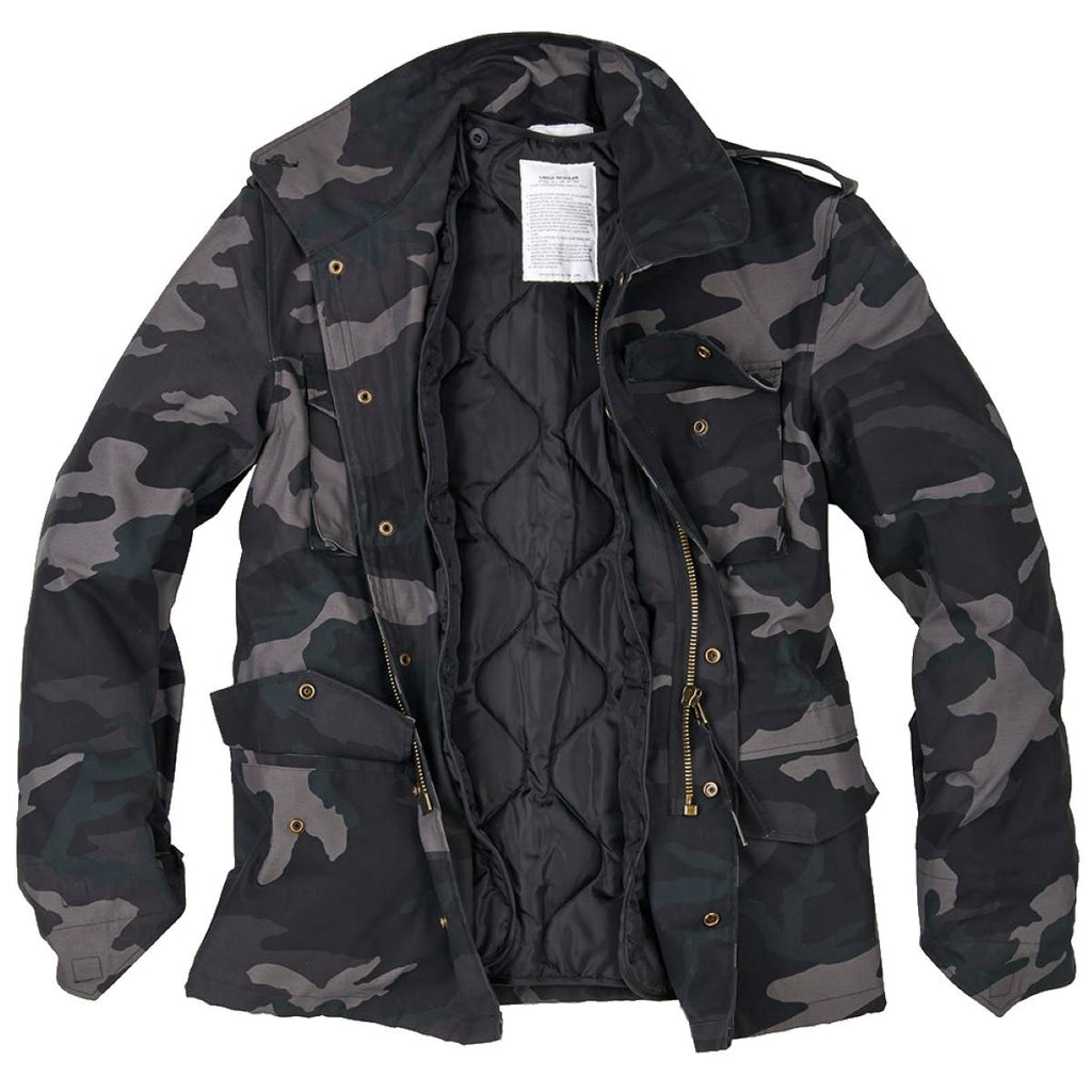 Surplus M65 Field Jacket Black Camo Military Kit