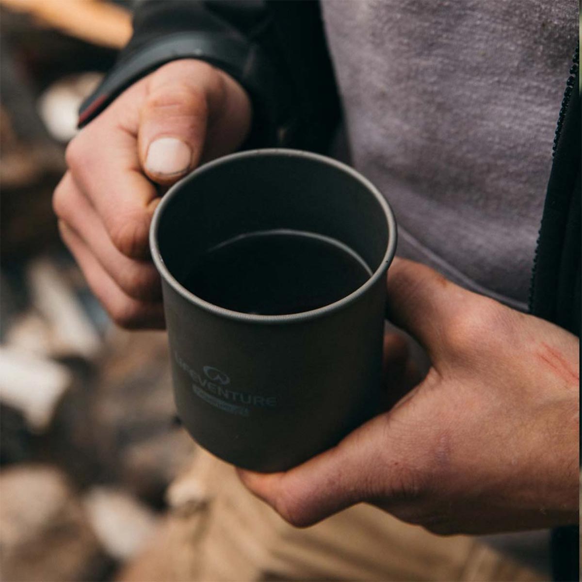 drinking with lifeventure titanium mug