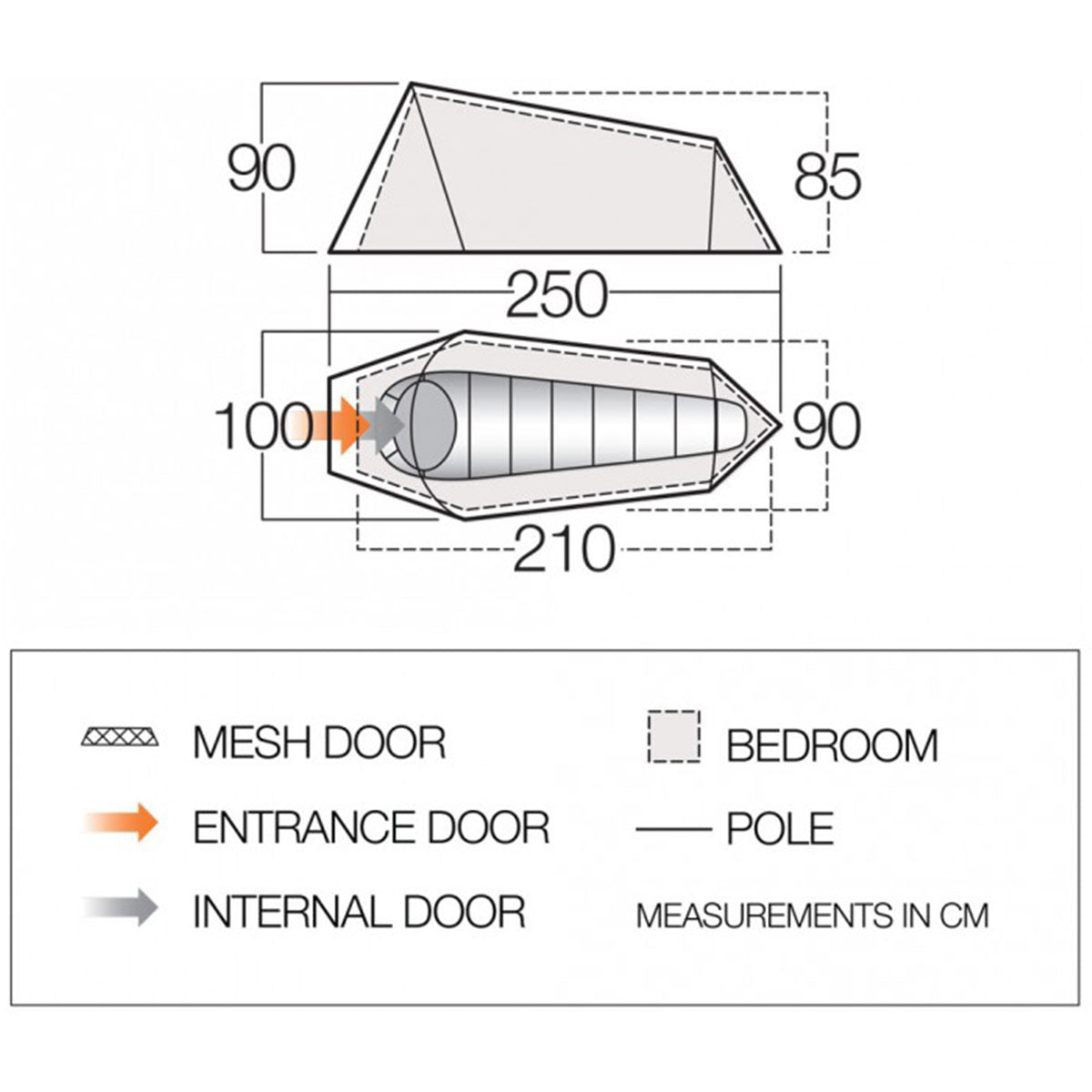 vango soul 100 1 man tent treetops floor plan